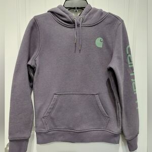 Carhartt Blue Pullover Hoodie with Mint Logo #0682